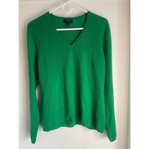 Charter Club 100% Cashmere V Neck Women’s Sweater Green St